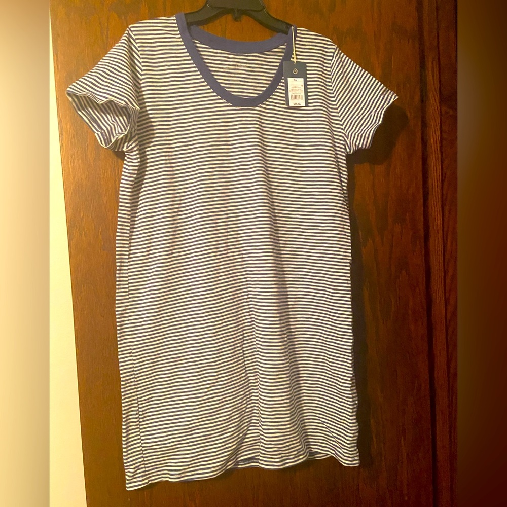 Universal Threads Navy and White Striped T-shirt Dress Size XL